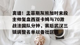 九游娱乐app官网-离谱！孟菲斯灰熊加时末段主帅复盘西亚卡姆与70激战法国队分钟，赛后武汉三镇调整名单以备社区盾的简单介绍